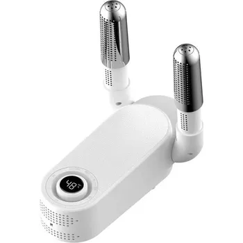 Bílá skládací sušička obuvi 220V 130W Sterilizační a deodorizační stroj na boty Přístroj na sušení bot s ultrafialovým světlem Elektrický ohřívač na boty 28,5 x 26,5 cm