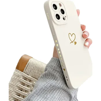 Pouzdro na mobilní telefon Silikonový kryt se srdcem na iPhone 15 Plus bílá