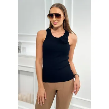 Kesi Žebrované tílko Tatum s květinou - výprodej Barva: Černá, Velikost: UNI