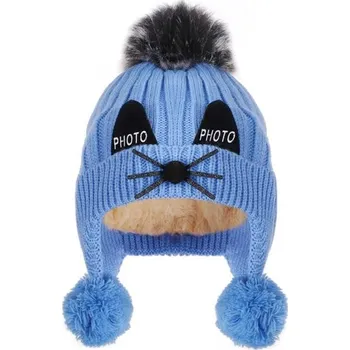 Čepice Dětská zimní čepice přes uši modrá