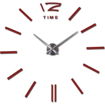Hodiny Nástěnné samolepící hodiny G1708 červená 119 cm