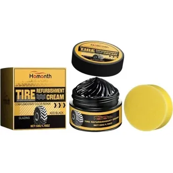 Renovační lesk na pneumatiky 50 g s houbičkou Obnova barvy a lesku Ochrana proti praskání Čisté a černé pneumatiky Péče o auto