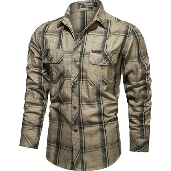 Pánská košile Pánská košile F502 khaki M