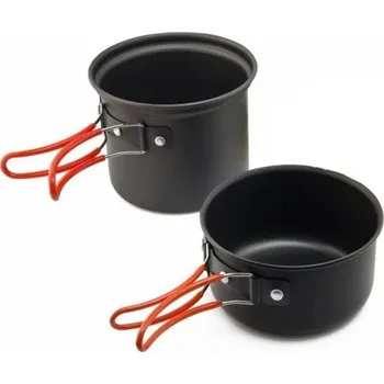 Kempingové nádobí Kempingové hrnce černé 2 ks