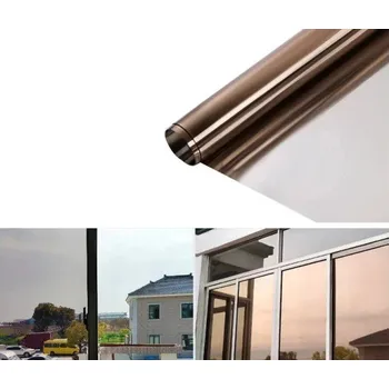 Roleta Jednosměrná okenní fólie 80 x 500 cm Samolepicí fólie na okna Ochrana soukromí UV filtr Zrcadlový efekt Bytová dekorace hnědá