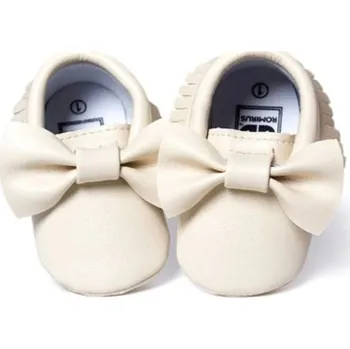 Dívčí bačkory Dívčí capáčky s mašlí béžova 12-18 měsíců