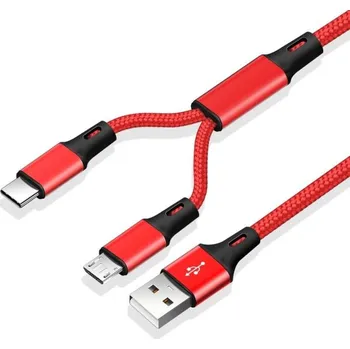 Datový kabel Nabíjecí kabel USB na USB-C / Micro USB červená