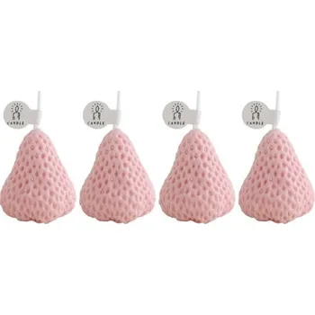 Svíčka Dekorativní vonné svíčky jahody 4 ks růžová
