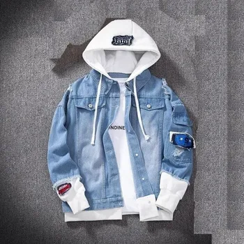 Pánská větrovka Pánská džínová bunda s kapucí A1926 L 3