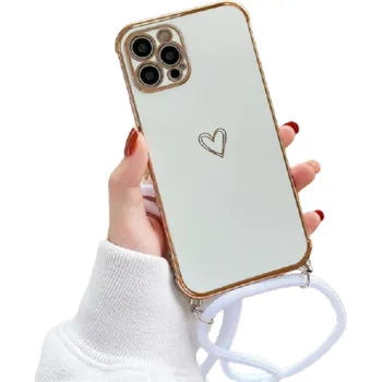Pouzdro na mobilní telefon Ochranný kryt se šňůrkou na krk pro iPhone 15 Pro Max bílá