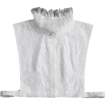 Kravata Falešný límec pro ženy Stojatý límec Krajkový Odnímatelný dekorativní límeček Elegantní doplněk ke svetru halence šatům bílá