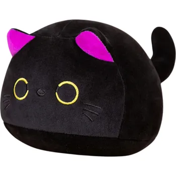 plyšák Roztomilá plyšová černá kočka 15 cm Vycpaný plyšák s oušky Přívěšek na klíče Mazlivý talisman Dekorace na batoh Plyšové zvířátko pro děti i dospělé fialová