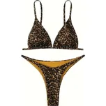 Dámské dvoudílné bikiny s leopardím vzorem Trojúhelníkový top s nastavitelnými ramínky a tanga kalhotky Plavky na léto žlutá XS