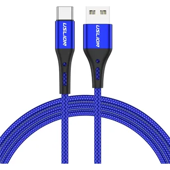 Datový kabel Rychlonabíjecí kabel USB A na USB C 2 m 3A opletený nylonový kabel rychlé nabíjení mobilní telefon modrá