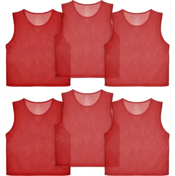 Barevná rozlišovací vesta na sport Sada rozlišovacích dresů Rozlišovací sportovní dres pro děti 6&nbsp;ks červená