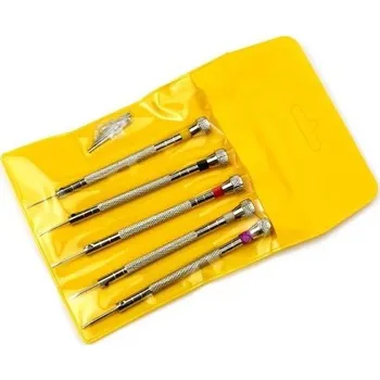 Šroubovák Sada 5 hodinářských šroubováků 0,8–1,6 mm s barevným označením a protiskluzovou rukojetí pro opravu hodinek a jemné mechaniky