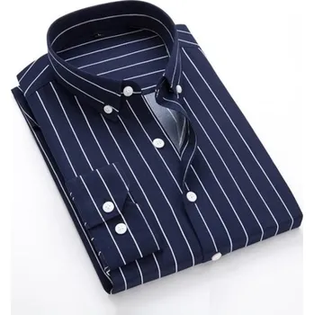 Pánská pruhovaná košile F667 tmavě modrá L
