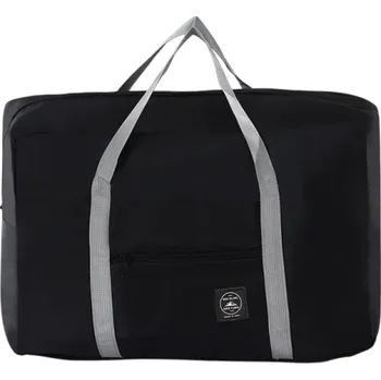 Cestovní taška Skládací cestovní taška 44 x 30 x 13 cm Polyesterová taška na rameno Uchycení na kufr Lehká taška na víkend Skladná taška do letadla černá