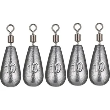 Rybářské olověné závaží kapkovité s obratlíkem 5 ks 10 g Olůvka na ryby Stabilní potápění Daleké nahazování Zátěž na lov velkých ryb