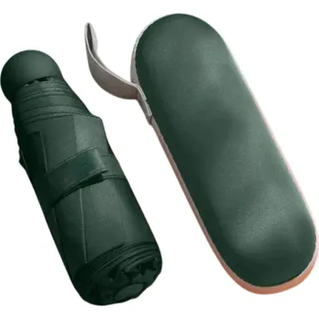 Deštník Kapsulový skládací slunečník pro ženy Malý deštník s UV ochranou UPF50+ Přenosný jednobarevný deštník do kabelky Ochrana proti slunci i dešti zelená