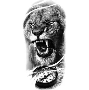 Odstranitelné tetování Dočasné vodotěsné tetování 11,5 x 21 cm Lev Moderní realistický motiv Výdrž až 15 dní Snadná aplikace Tetování na tělo