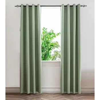 Zatemňovací závěsy pokryté zezadu černým TPU Neprůsvitný závěs s průchodkami Závěsy s tepelně izolační vlastností Elegantní neprůhledný závěs 132 x 241 cm zelená