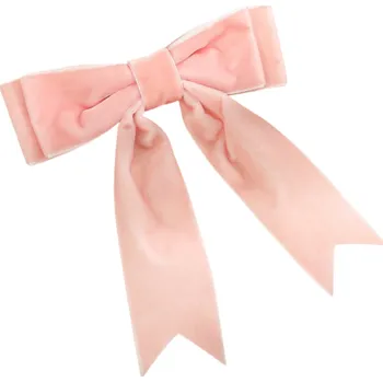 Spona do vlasů dvojitá mašle sametová 12 cm Elegantní vlasová spona Módní doplněk Roztomilá mašlička Stylová ozdoba pro ženy a dívky růžová