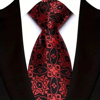 Kravata Hedvábná společenská kravata s květinovým vzorem 145 x 8 cm Formální doplněk pro muže Luxusní pánská kravata do obleku