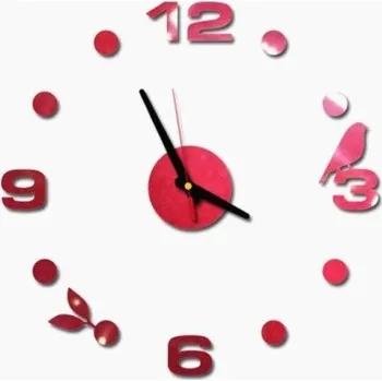 Hodiny Nástěnné samolepící hodiny G1848 červená