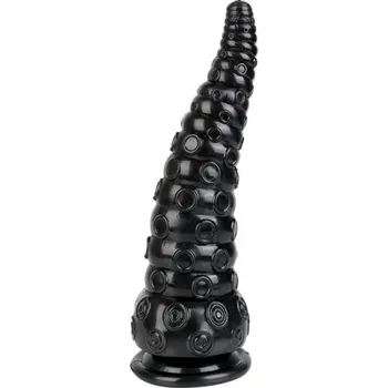 Vibrátor Černé gumové anální masážní dildo s přísavkou ve tvaru chapadla velikost M 19 x 6 cm voděodolné snadno se čistí diskrétní balení