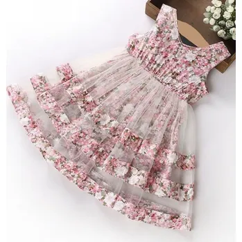 Dívčí šaty Dívčí šaty s květinami J1900 růžová 12