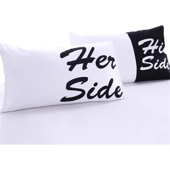 Dekorativní polštářek Povlaky na polštáře - Her side, His side černá