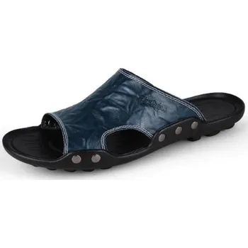 Pánská móda Pánské kožené pantofle A2266 tmavě modrá 38