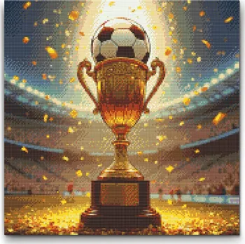 Diamantové malování Diamantové malování - Fotbalový pohár Velikost: 50x50cm, Rámování: Pouze srolované plátno, Diamanty: Kulaté