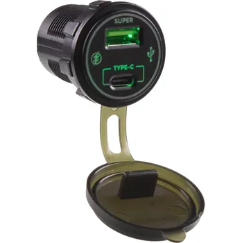 Auto elektroinstalace USB nabíječka QC3.0 + USB-C, 12/24V - 34714