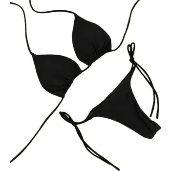 Dámské plavky Dámské jednoduché trojúhelníkové bikiny se zavazováním za krkem a na bocích Minimalistický střih Plavky na léto a dovolenou černá XL