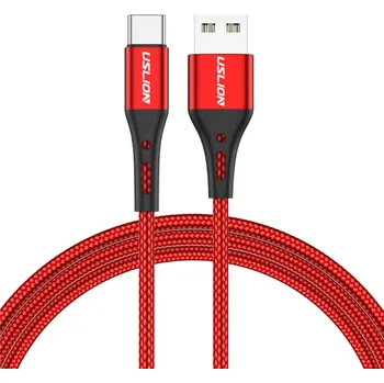 Datový kabel Rychlonabíjecí kabel USB A na USB C 50 cm 3A opletený nylonový kabel rychlé nabíjení mobilní telefon červená