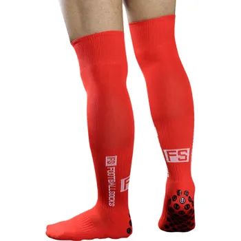 Protiskluzové fotbalové ponožky sportovní podkolenky unisex elastické prodyšné vysoké ke kolenům na fotbal trénink i zápas červená