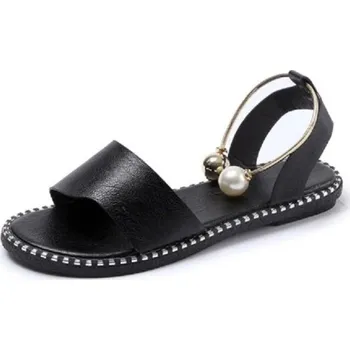 Dámské sandále Elegantní dámské sandály s perlami černá 39
