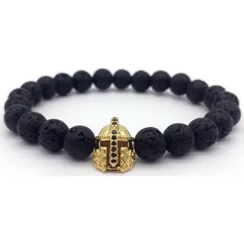 Náramek Módní náramek s lávovými kameny J2576 zlatá