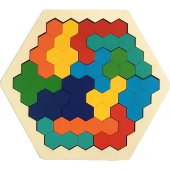 Dřevěná hračka Dřevěná hexagon skládačka 12,8 x 14,6 cm