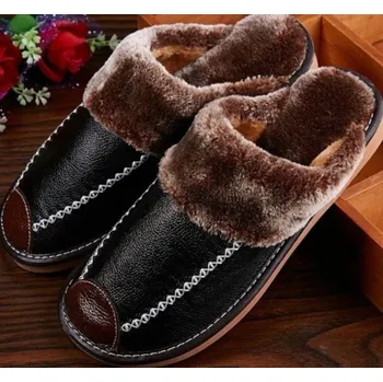 Pánské pantofle Pánské kožené pantofle A2264 černá 43