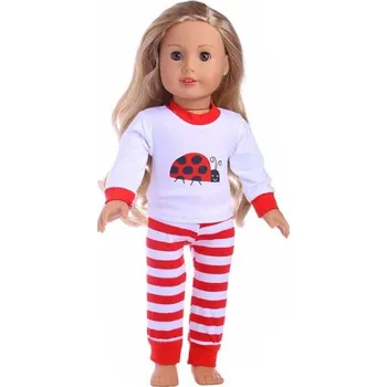 Doplněk pro panenku Obleček pro panenku pruhovaný červená