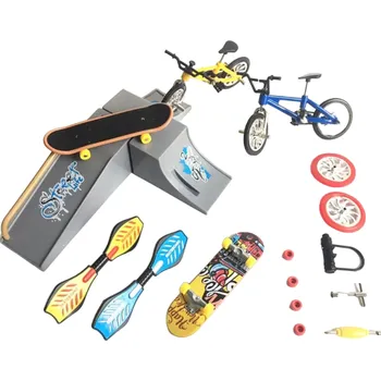 Skateboard Sada rampa, mini skateboard a kolo Z326 šedá