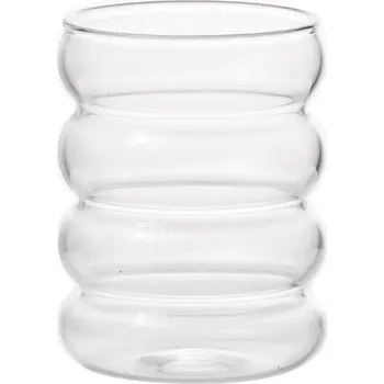 Sklenice Sklenice z vlnitého skla 350 ml Průhledná sklenice s křivkami 10 x 7,3 cm Stylová sklenička na vodu, kávu, koktejly i dezerty