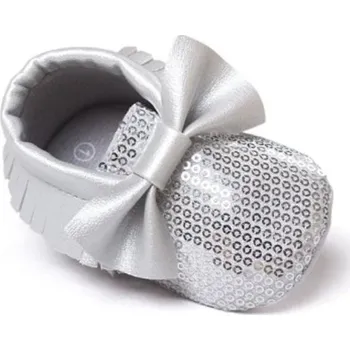 Dívčí bačkory Dívčí capáčky s flitry stříbrná 6-12 měsíců