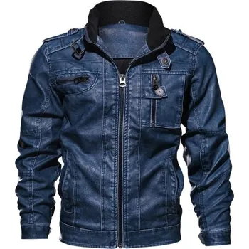 Pánská větrovka Pánská kožená bunda S4 tmavě modrá M