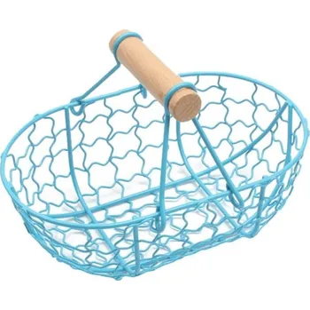 Železný retro košík na potraviny světle modrá