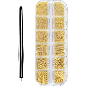 Set magnetického pera a ocelových kuliček Ozdoby na nehty Pero 11,2 x 0,7 cm Dekorační nástroj na nehty Nail Art Pomůcka pro profesionální manikúru zlatá
