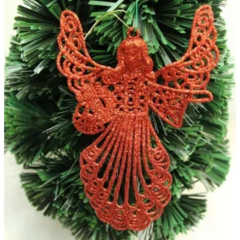 Vánoční dekorace Vánoční anděl glitrový červená